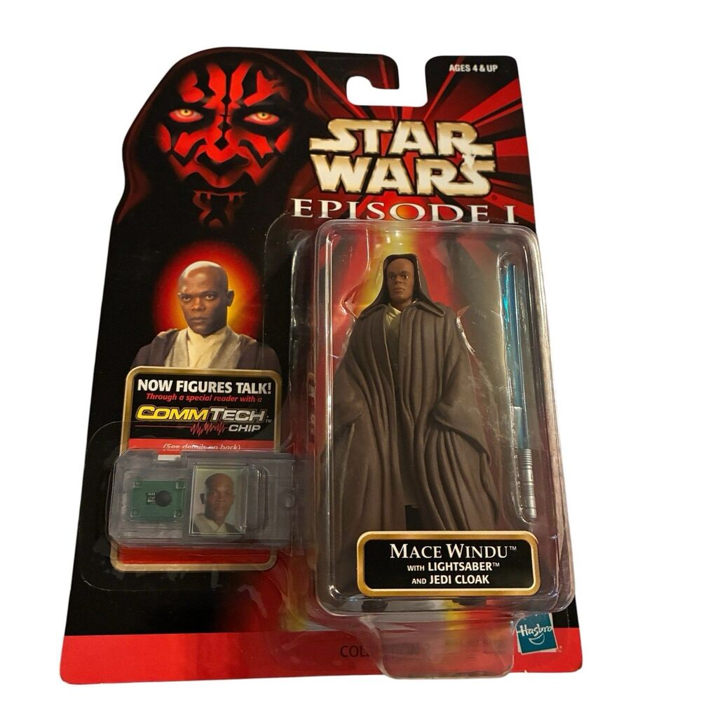 Vintage Star Wars Mace Windu With Lightsaber And Jedi Cloak. 1998 By Hasbro